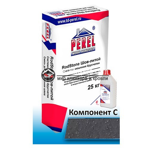 Раствор для заполнения швов Perel «RodStone Шов-литой», Черный, 25 кг + компонент С
